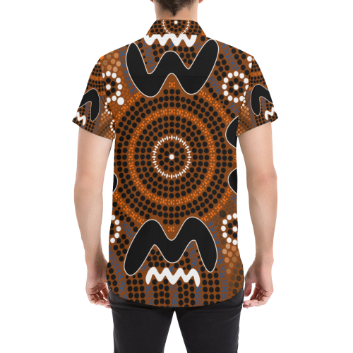 Short Sleeve Shirt - Aboriginal Dot Painting Shirt Boomerang Ver05 - Vibe Hoodie Shop