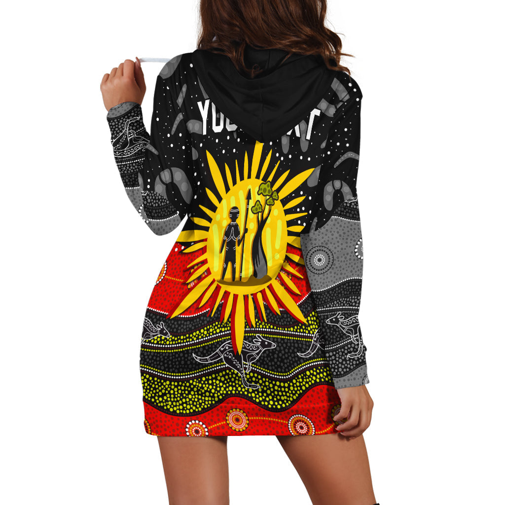 (Custom Personalised) Aboriginal Flag Hoodie Dress Energetic Aussie - Vibe Hoodie Shop