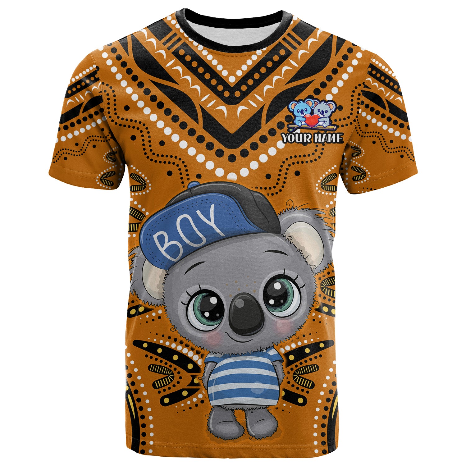 (Custom Personalised) Australia Valentine Cute Koala Couple T Shirt Aboriginal Valentine Orange - Vibe Hoodie Shop