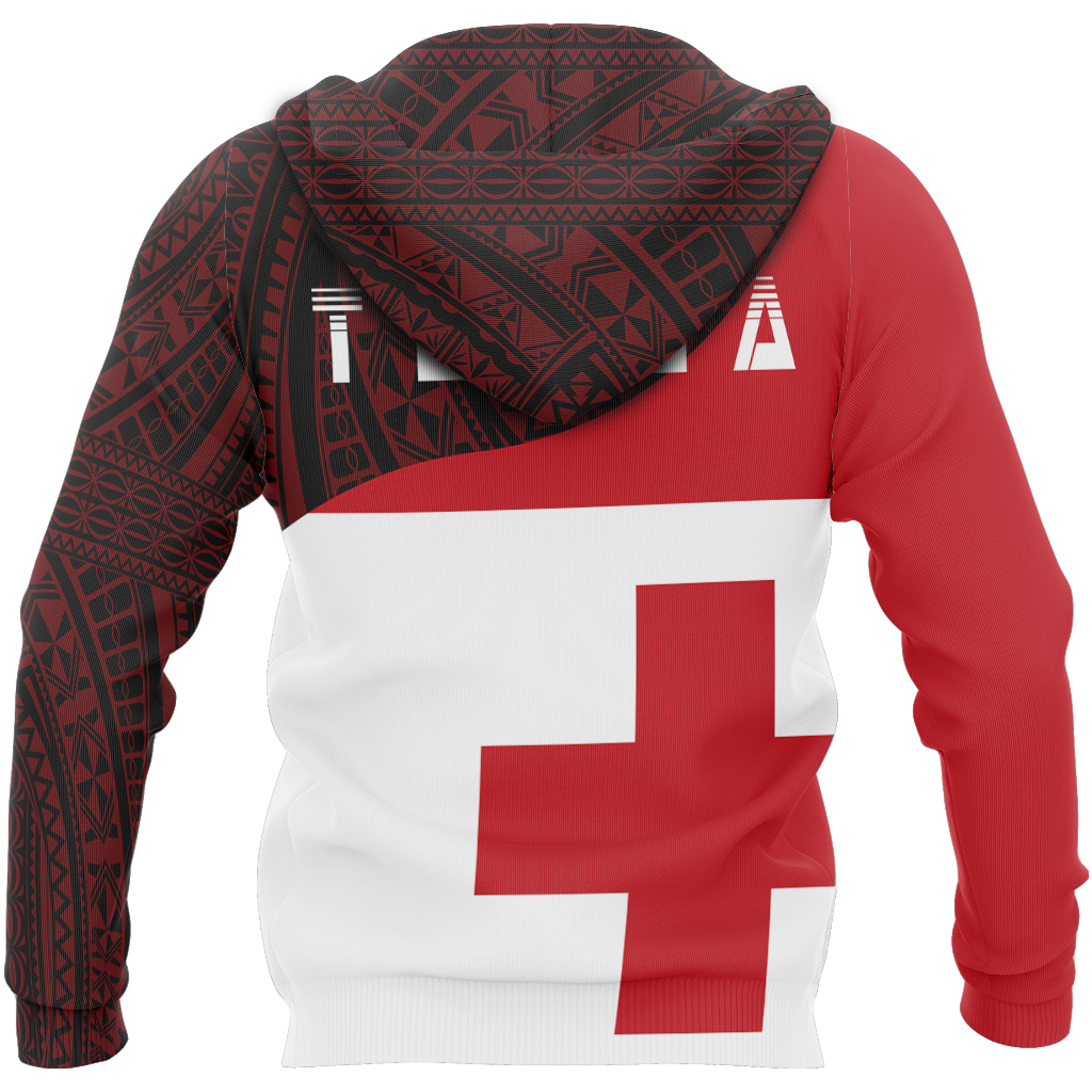 Tonga Flag Curve Concept Allover Zip Hoodie - Vibe Hoodie Shop