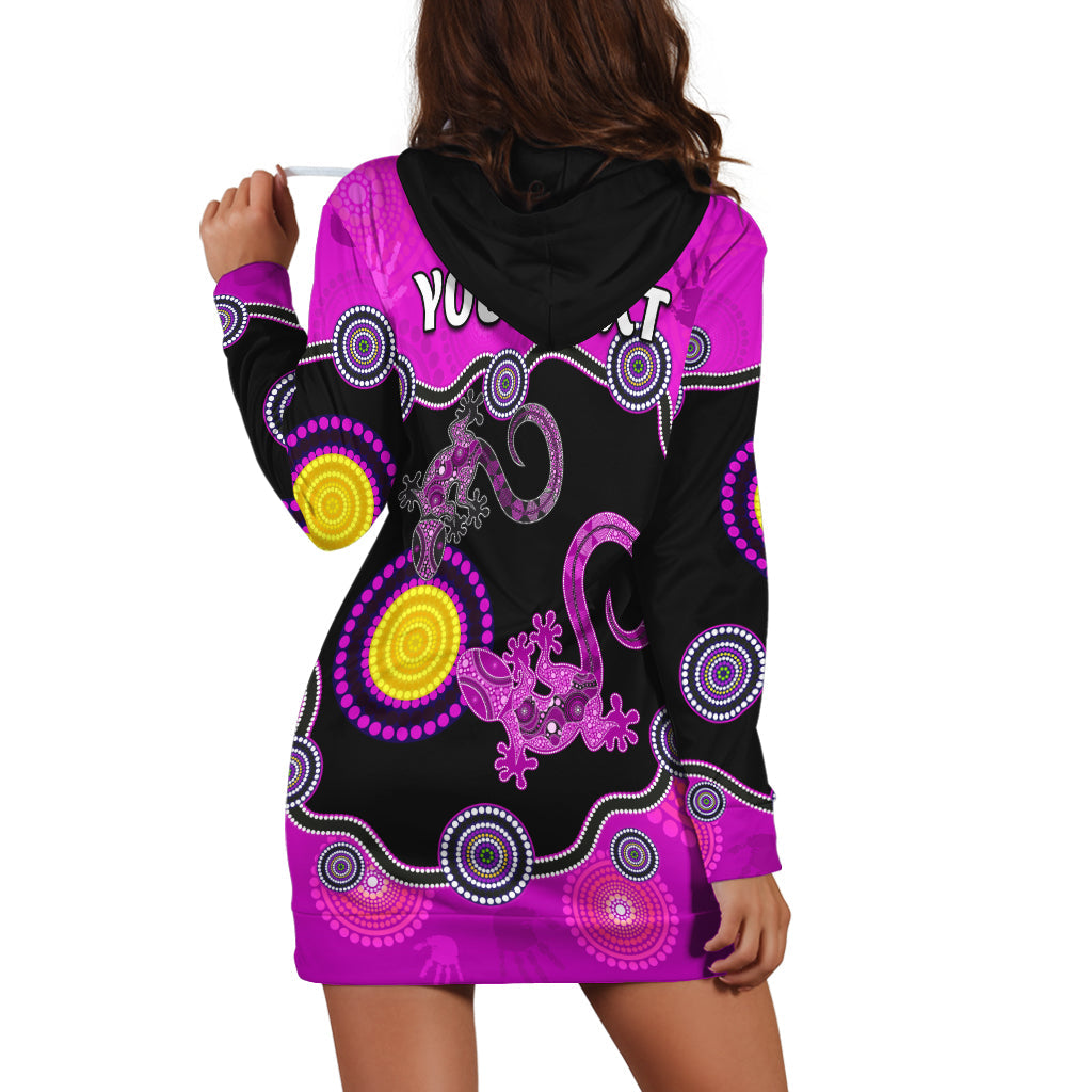 (Custom Personalised) Aboriginal Lizard Hoodie Dress Attracted Australia Version Purple - Vibe Hoodie Shop