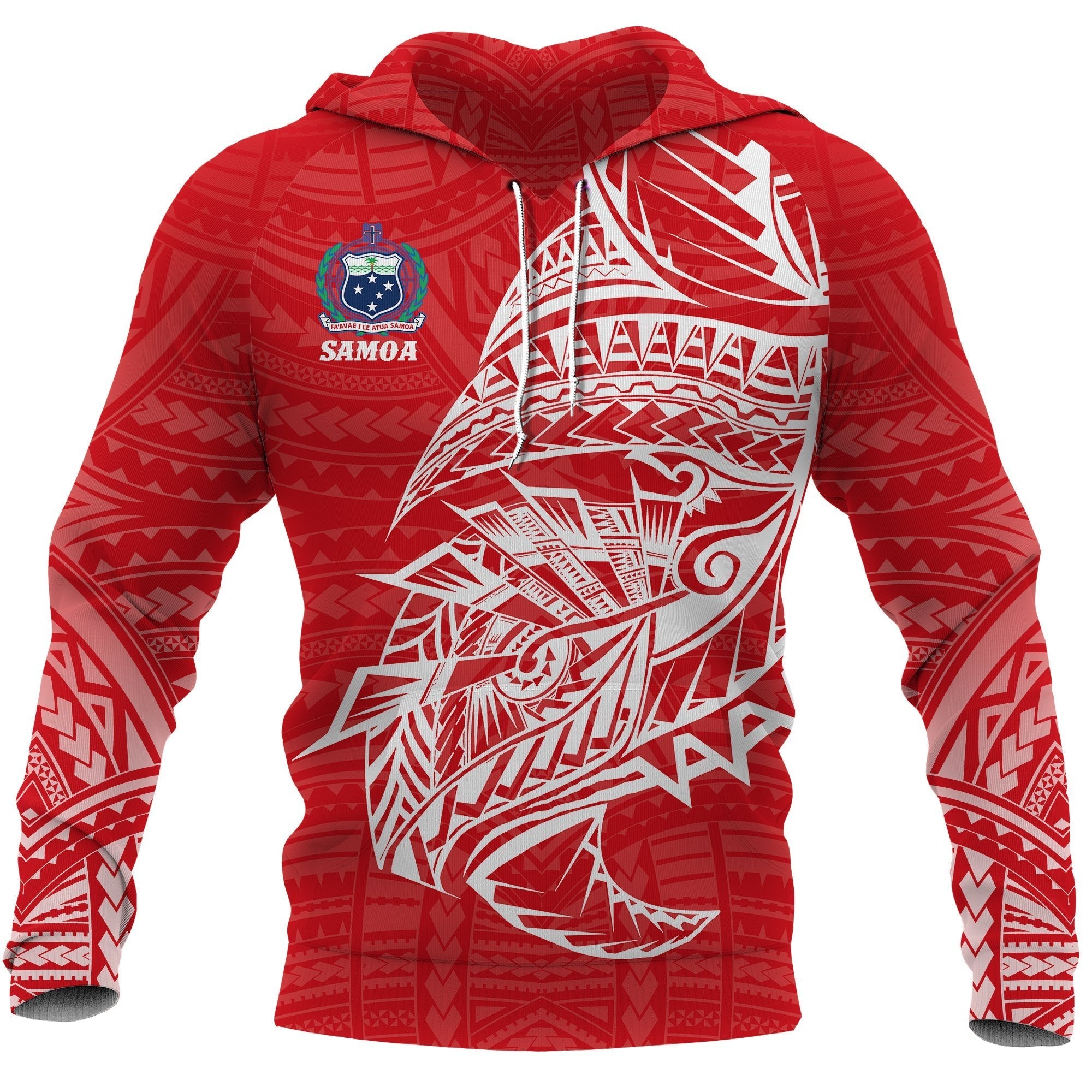 Samoa Tattoo Rugby Style Hoodie Red - Vibe Hoodie Shop