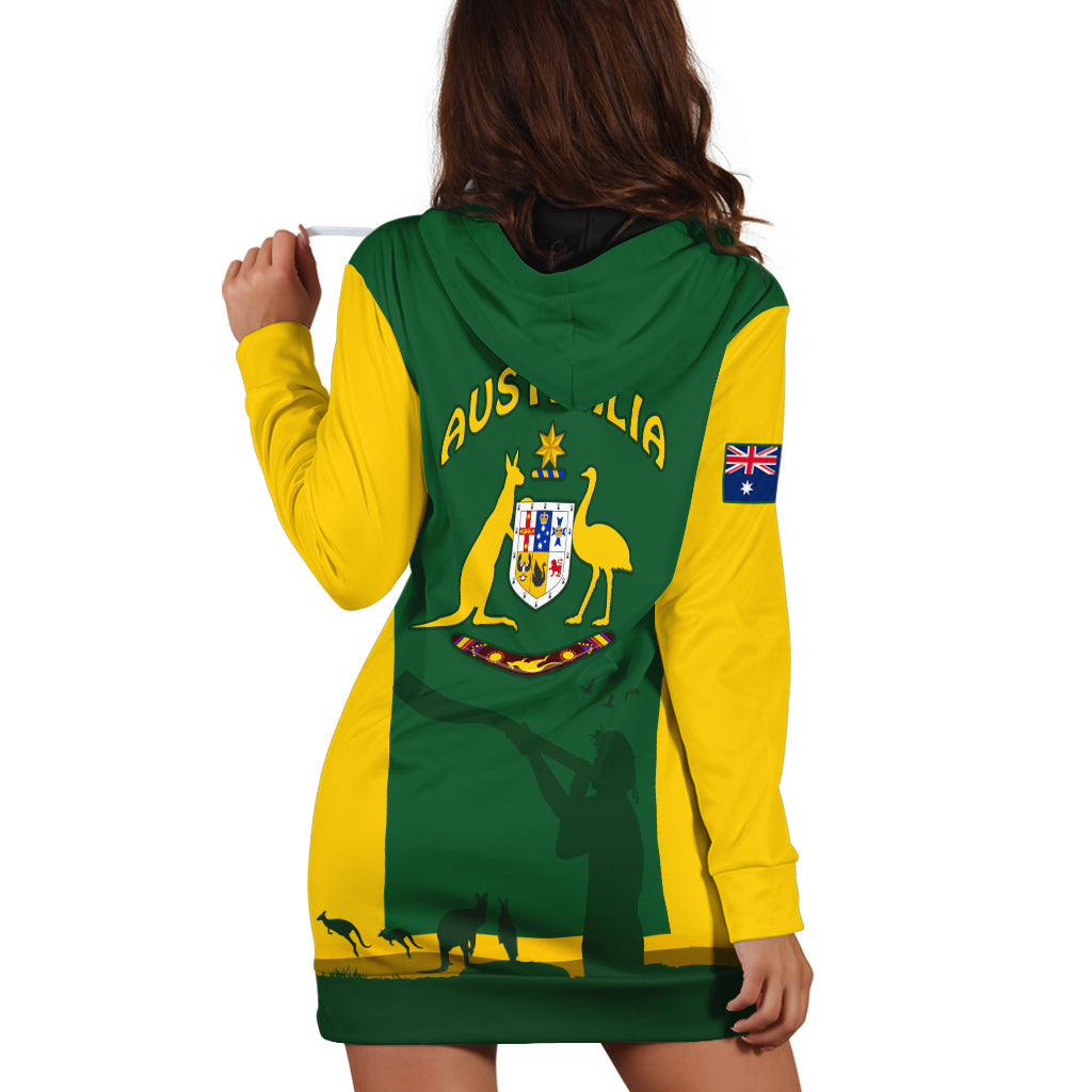 (Custom Personalised) Australia National Colours Hoodie Dress Green and Gold - Vibe Hoodie Shop