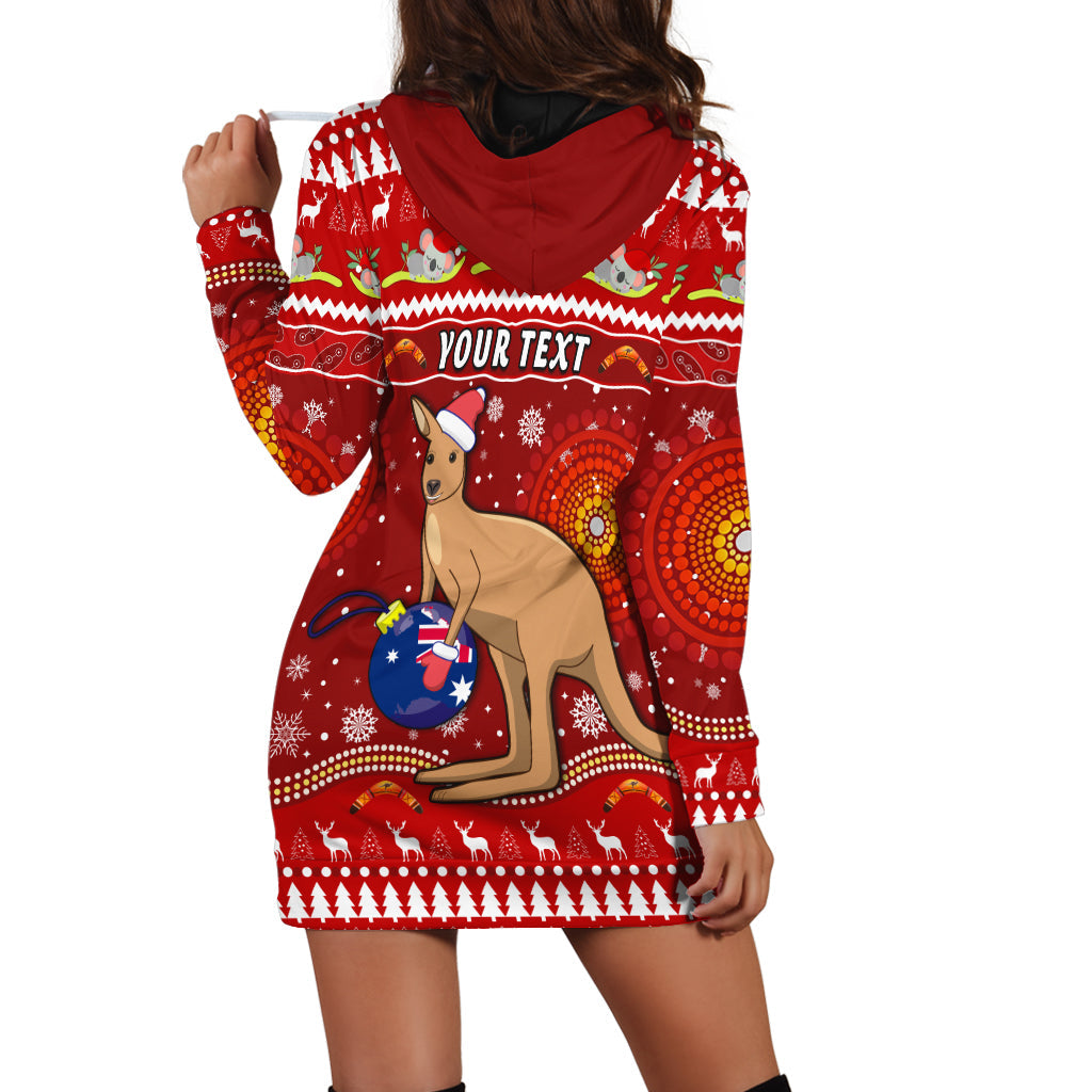 (Custom Personalised) Australia Christmas Hoodie Dress Aboriginal Kangaroo - Vibe Hoodie Shop