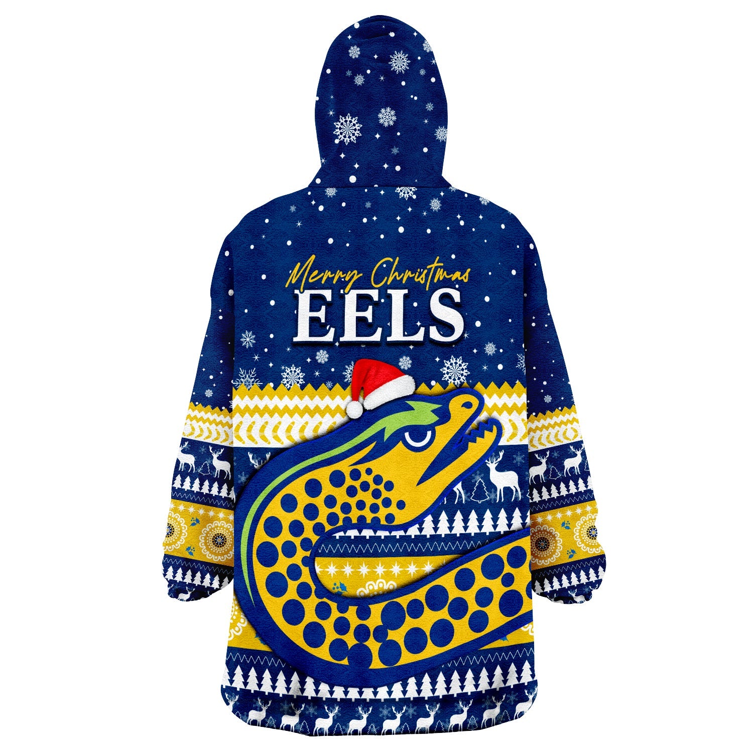Eels Rugby Wearable Blanket Hoodie Christmas Parramatta Blue - Vibe Hoodie Shop