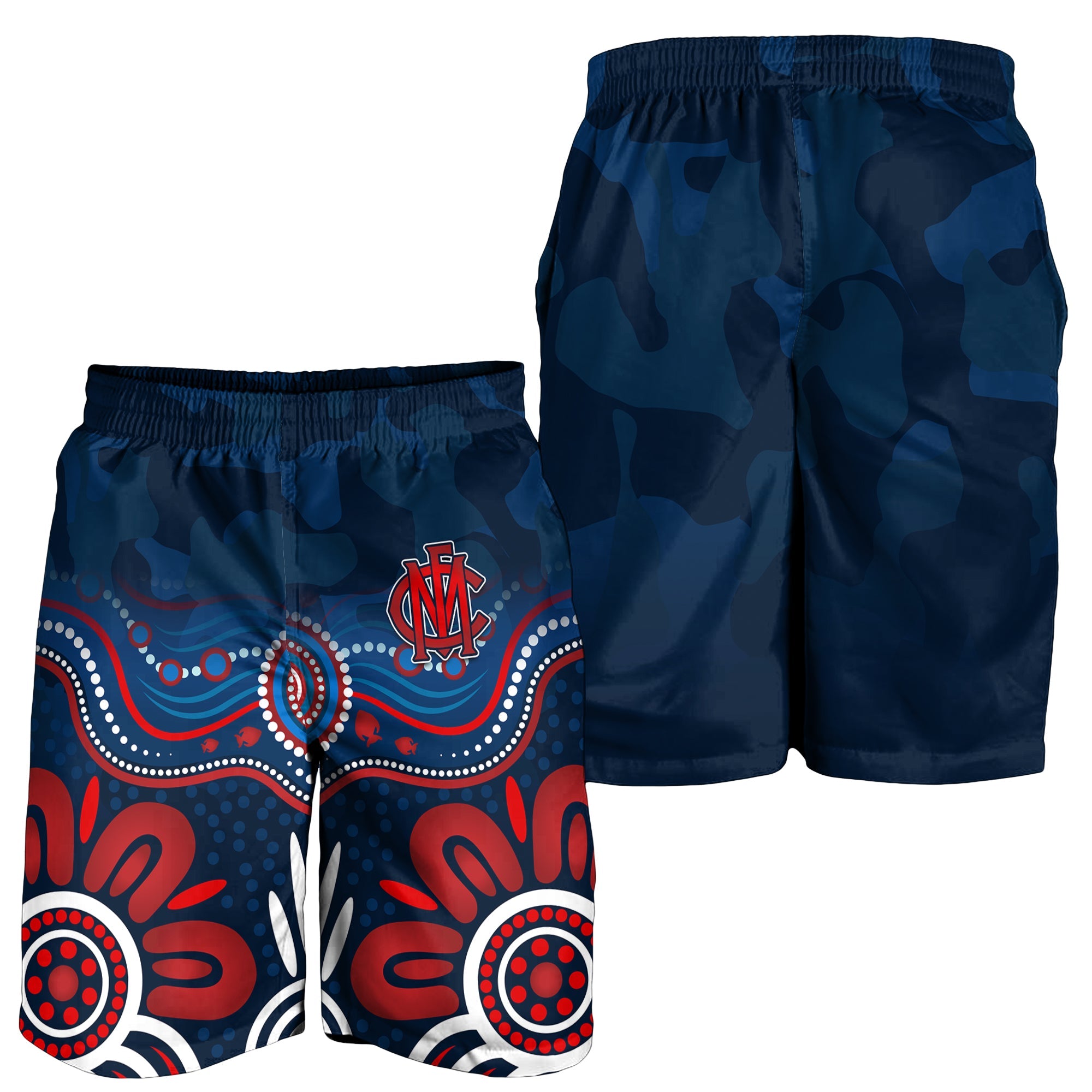 Demons ANZAC 2022 Men Shorts Melbourne Football Aboriginal Poppy - Vibe Hoodie Shop