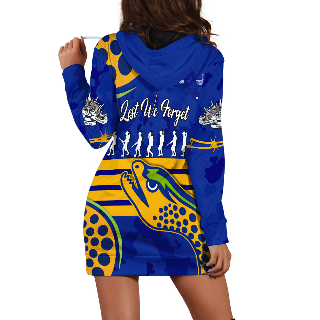 (Custom Personalised) Eels ANZAC 2022 Hoodie Dress Lest We Forget - Vibe Hoodie Shop