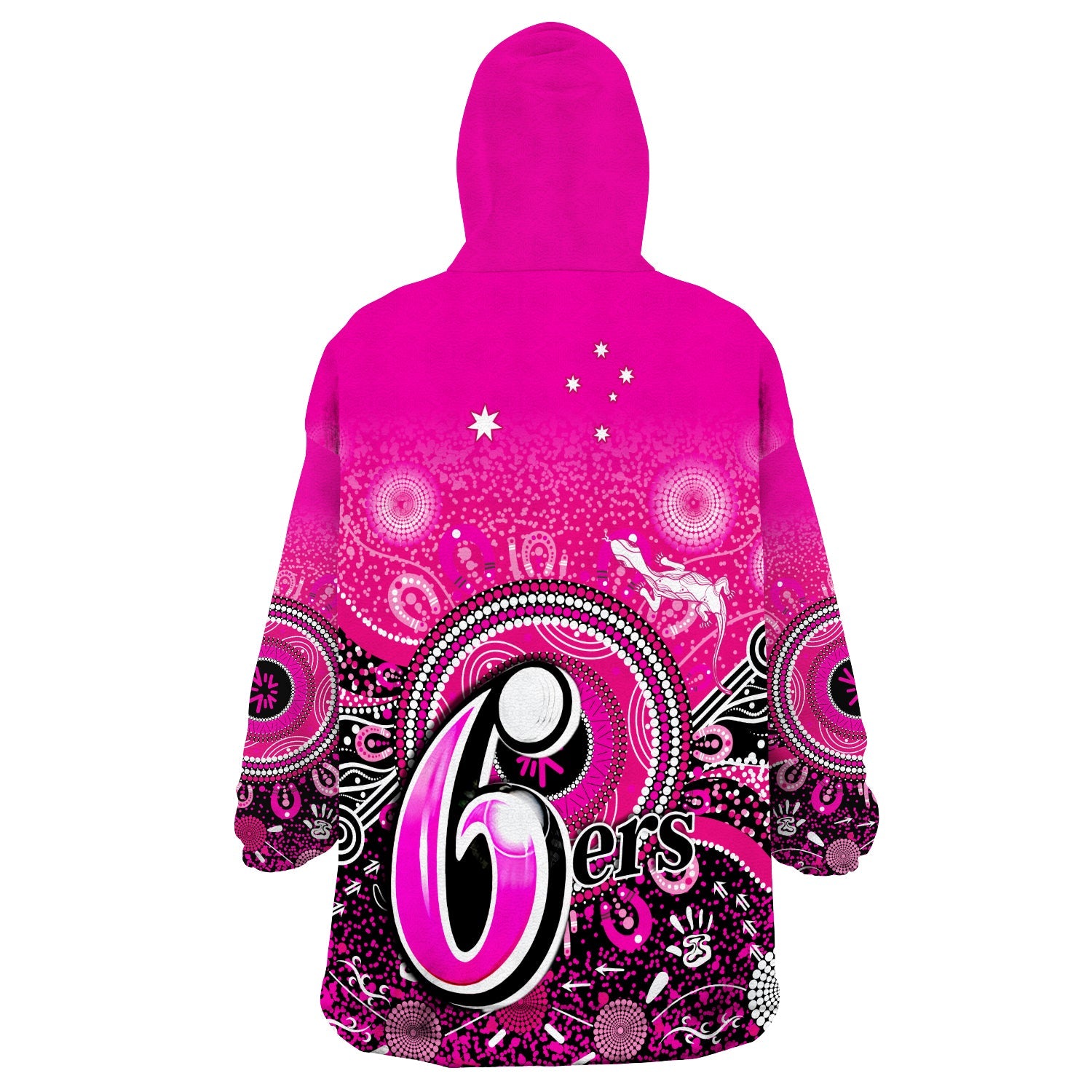 Sydney Sixers Wearable Blanket Hoodie Aboriginal Australia Cricket Champion - Vibe Hoodie Shop