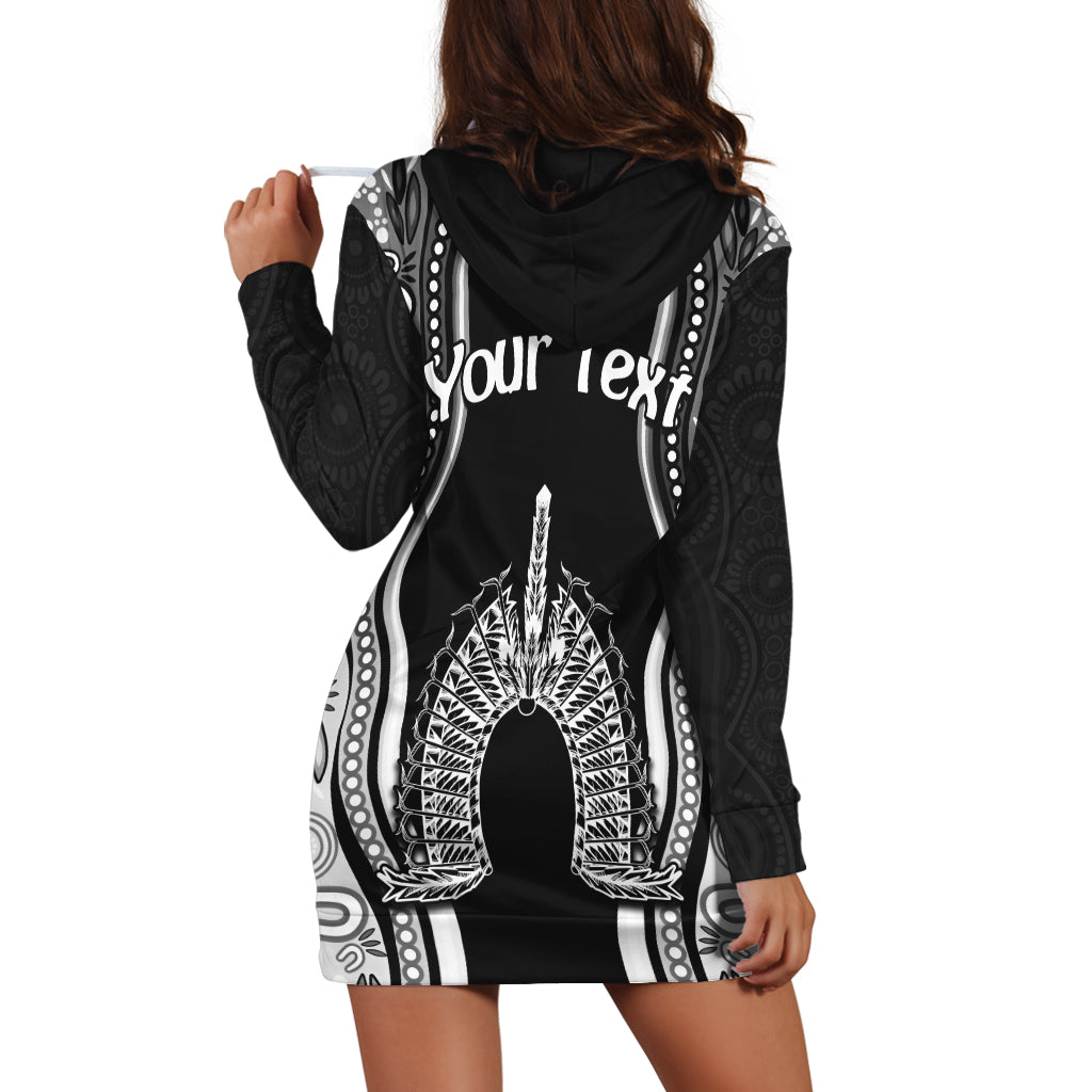 (Custom Personalised) Torres Strait Islands Hoodie Dress The Dhari Mix Aboriginal Turtle Version Black - Vibe Hoodie Shop