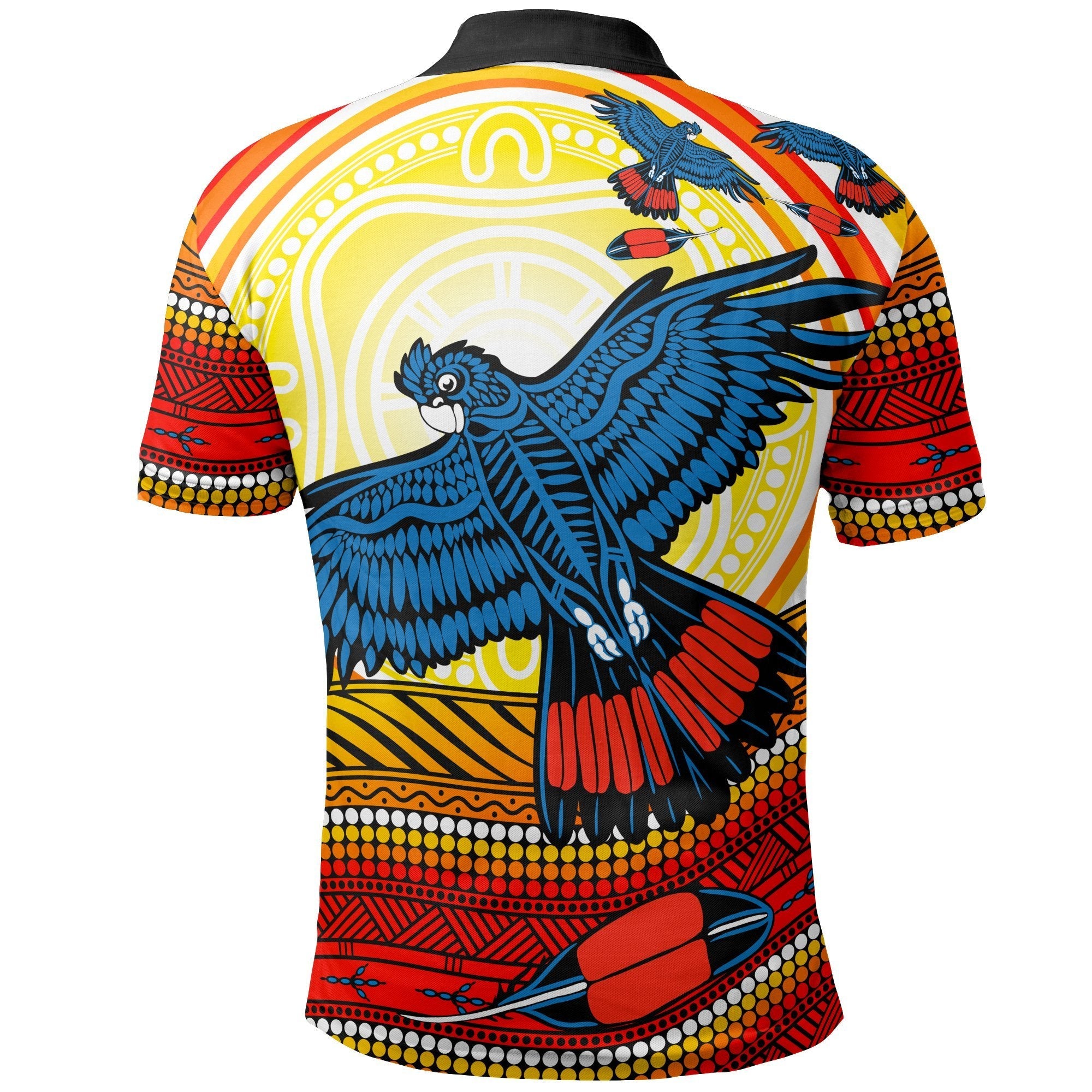 Vibe Hoodie Aboriginal Polo Shirt, Black Cockatoo Dot Painting Sunset Patterns - Unisex - RLT20 - Vibe Hoodie Shop