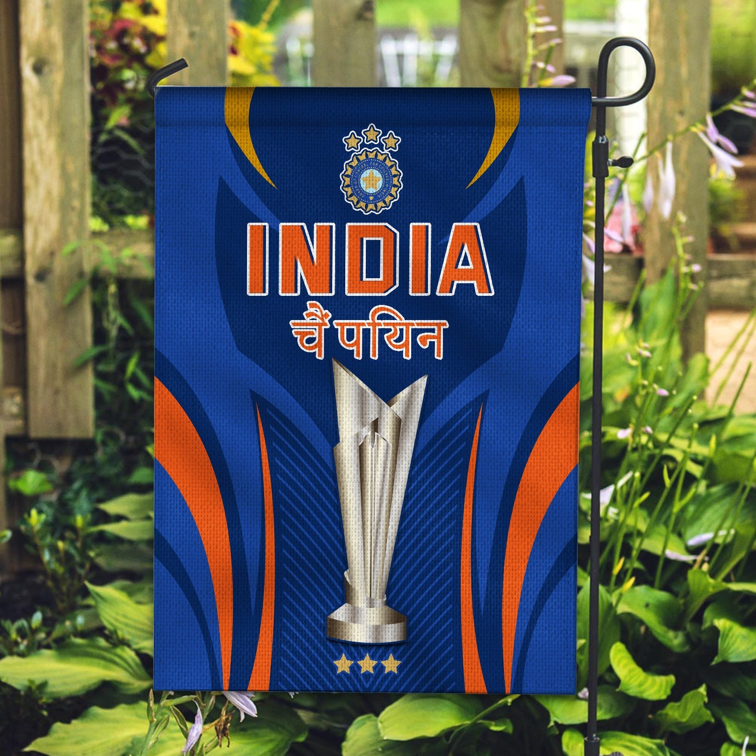 India Cricket Flag Go Champions Men in Blue Ver.02 - Vibe Hoodie Shop