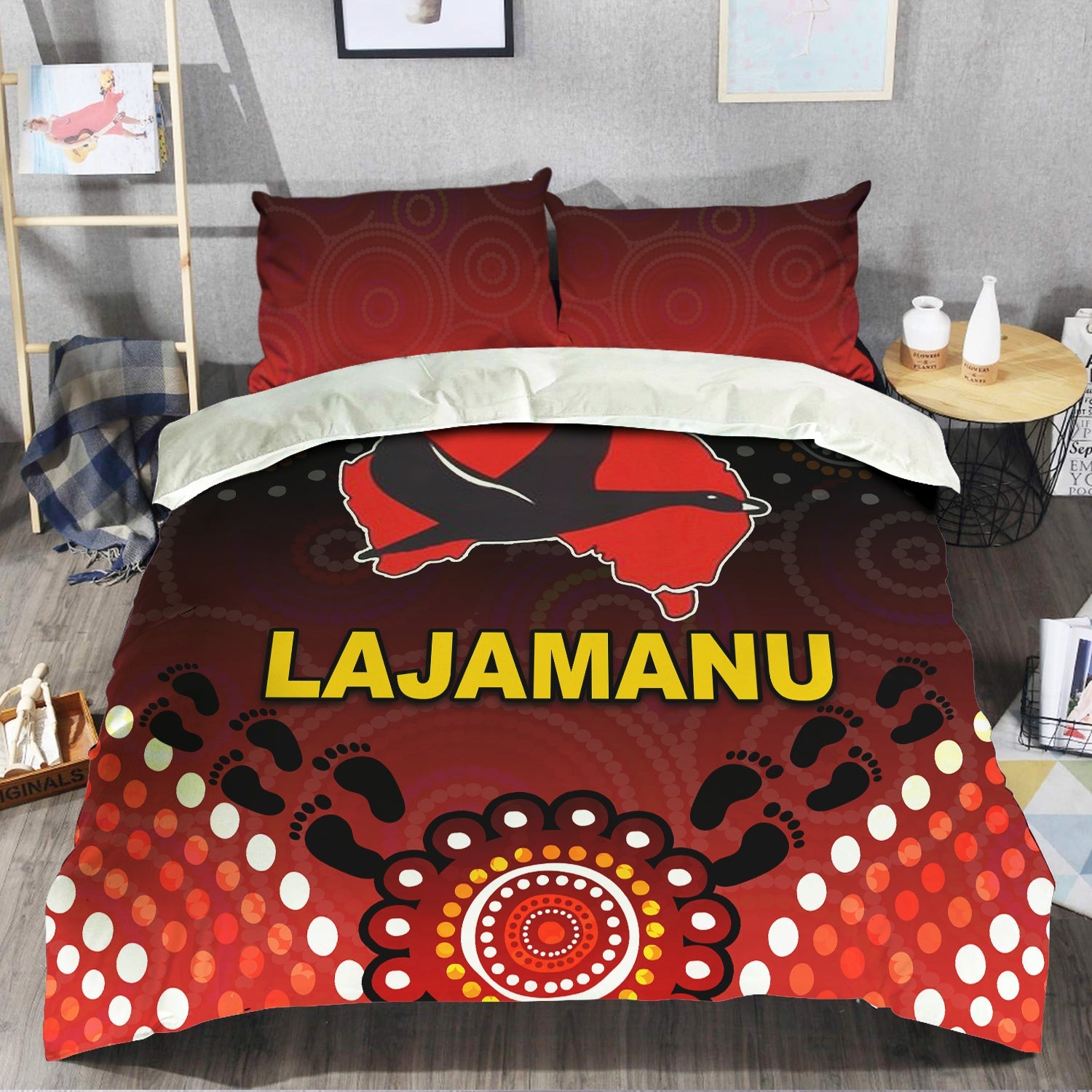 Northern Warlpiri Swans Lajamanu Football Mix Aboriginal Bedding Set - LT20 - Vibe Hoodie Shop