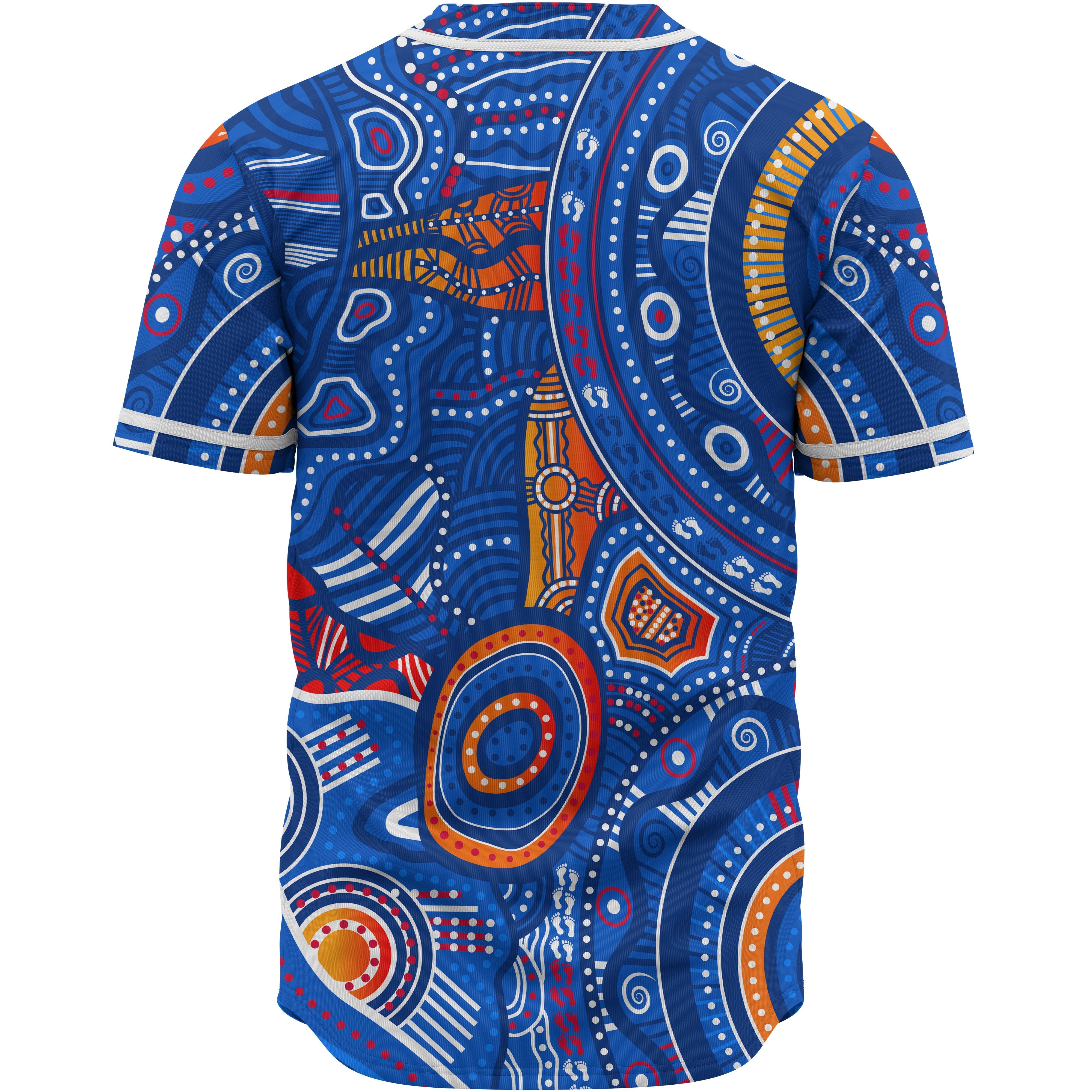Aboriginal Baseball Shirt - Indigenous Footprint Patterns Blue Color - Vibe Hoodie Shop
