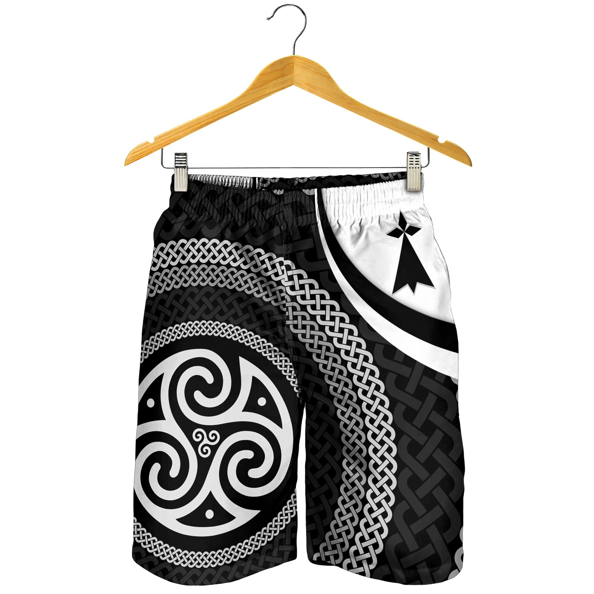 Celtic Men's Shorts - Brittany Flag With Celtic Patterns - Vibe Hoodie Shop