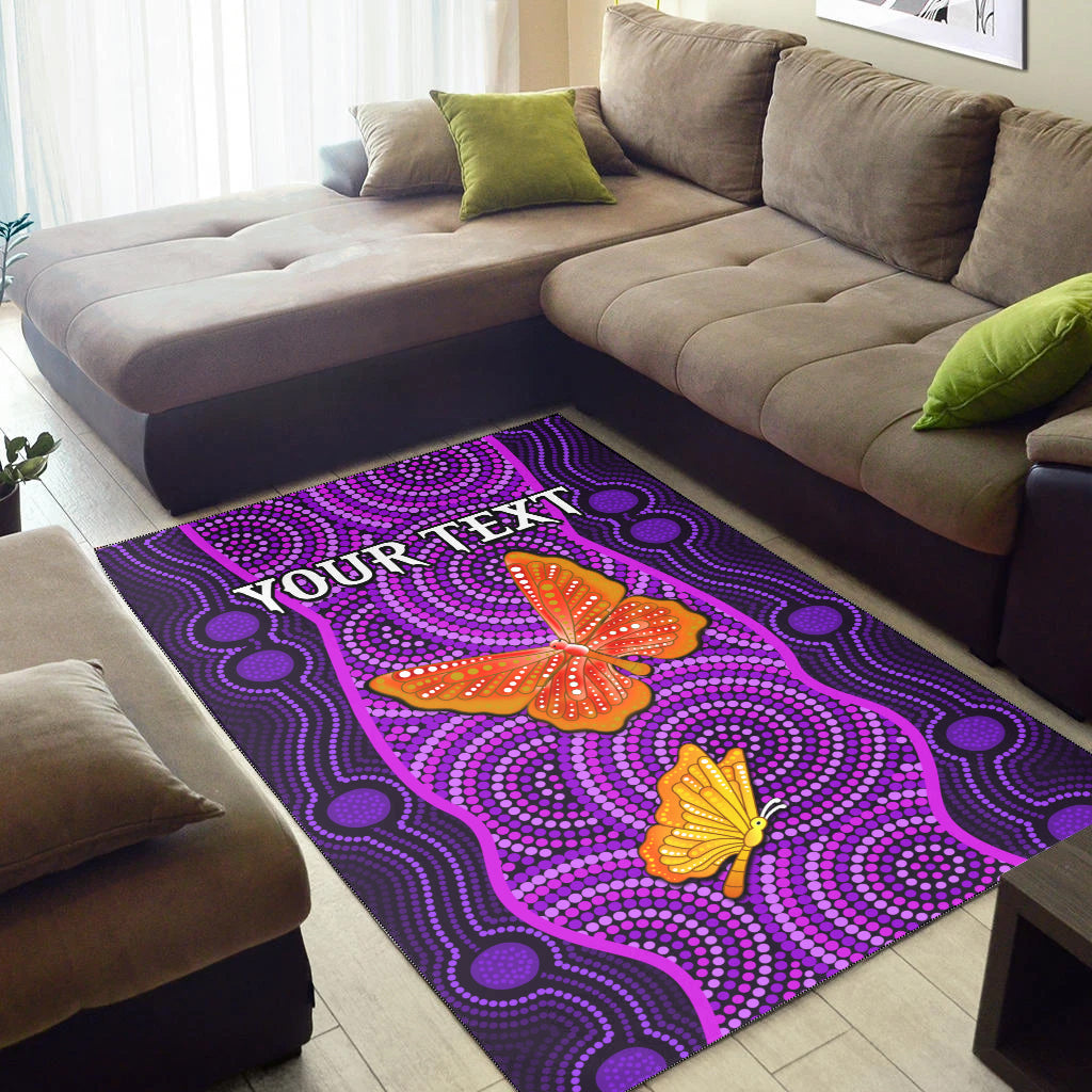 (Custom Personalised) Aboriginal Dot Area Rug Butterfly Natural Beauty - Vibe Hoodie Shop