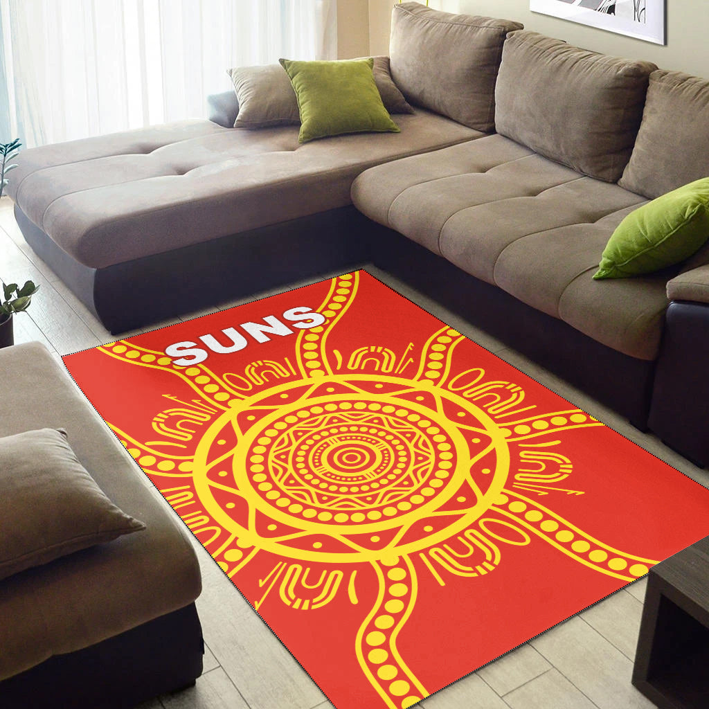 Suns Football Area Rug Simple Gold Coast - Vibe Hoodie Shop