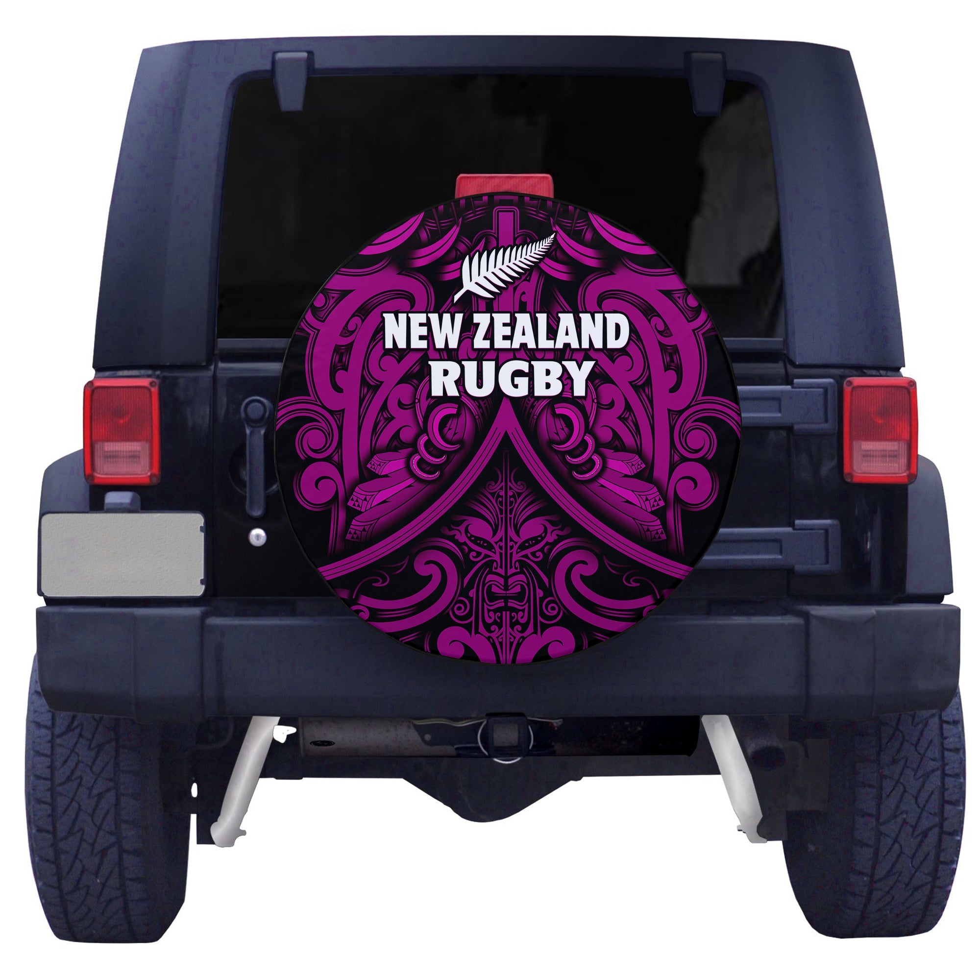 New Zealand Silver Fern Rugby Spare Tire Cover All Black Purple NZ Maori Pattern - Vibe Hoodie Shop
