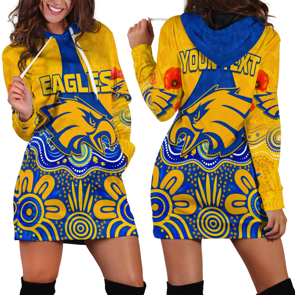 (Custom Personalised) Eagles ANZAC 2022 Hoodie Dress West Coast Aboriginal Remember Them - Vibe Hoodie Shop