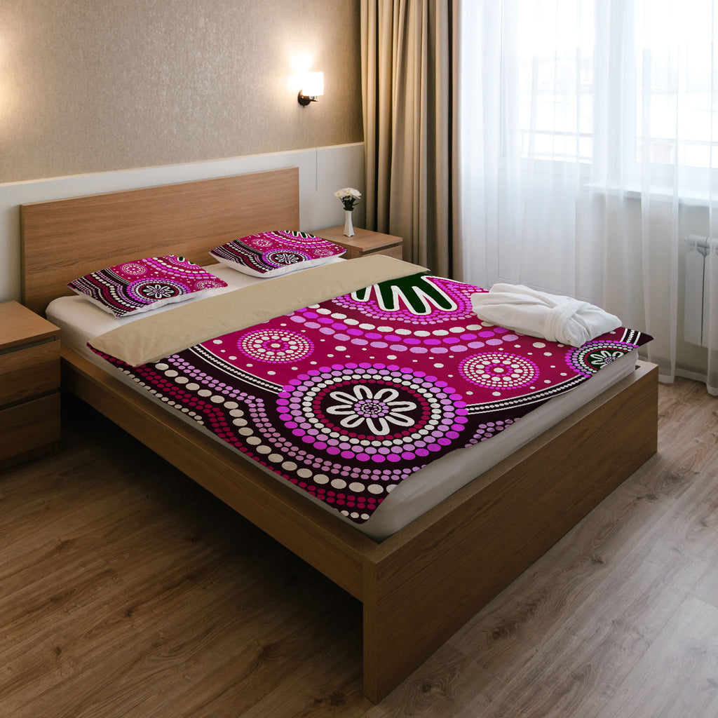 Australia Indigenous Bedding Set - Aboriginal inspired dot art handprint background - Vibe Hoodie Shop