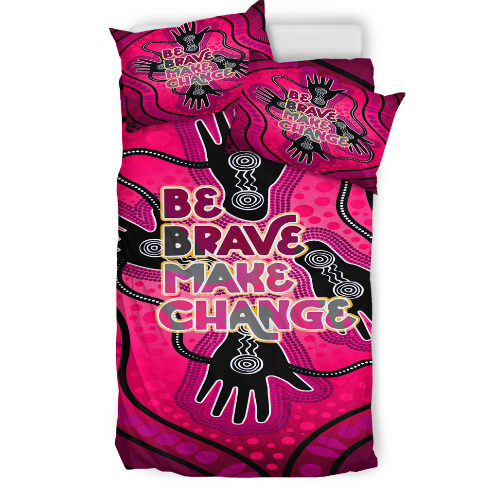 Australia National Reconciliation Week Bedding Set - "Be Brave, Make Change" Friendship and unity concept - Vibe Hoodie Shop