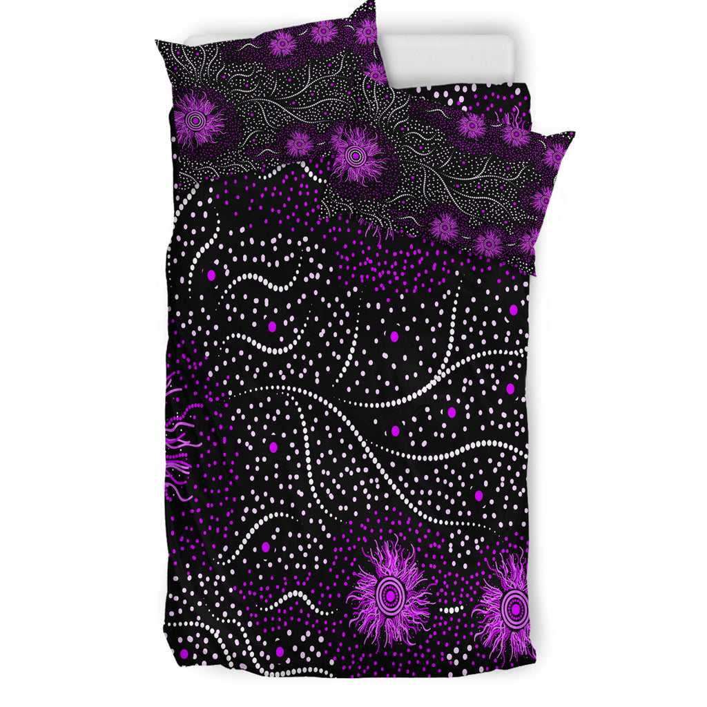 Australia Indigenous Bedding Set - Aboriginal inspired dot painting dreaming art - Vibe Hoodie Shop