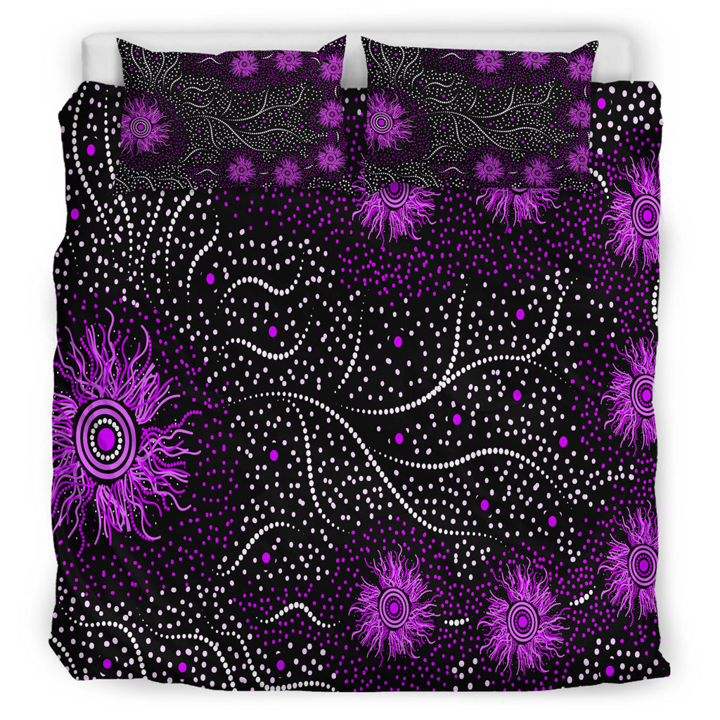 Australia Indigenous Bedding Set - Aboriginal inspired dot painting dreaming art - Vibe Hoodie Shop