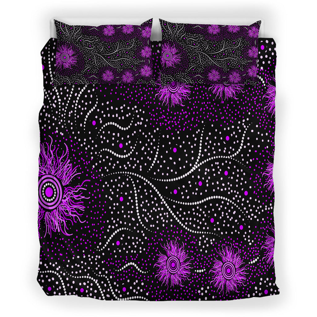 Australia Indigenous Bedding Set - Aboriginal inspired dot painting dreaming art - Vibe Hoodie Shop