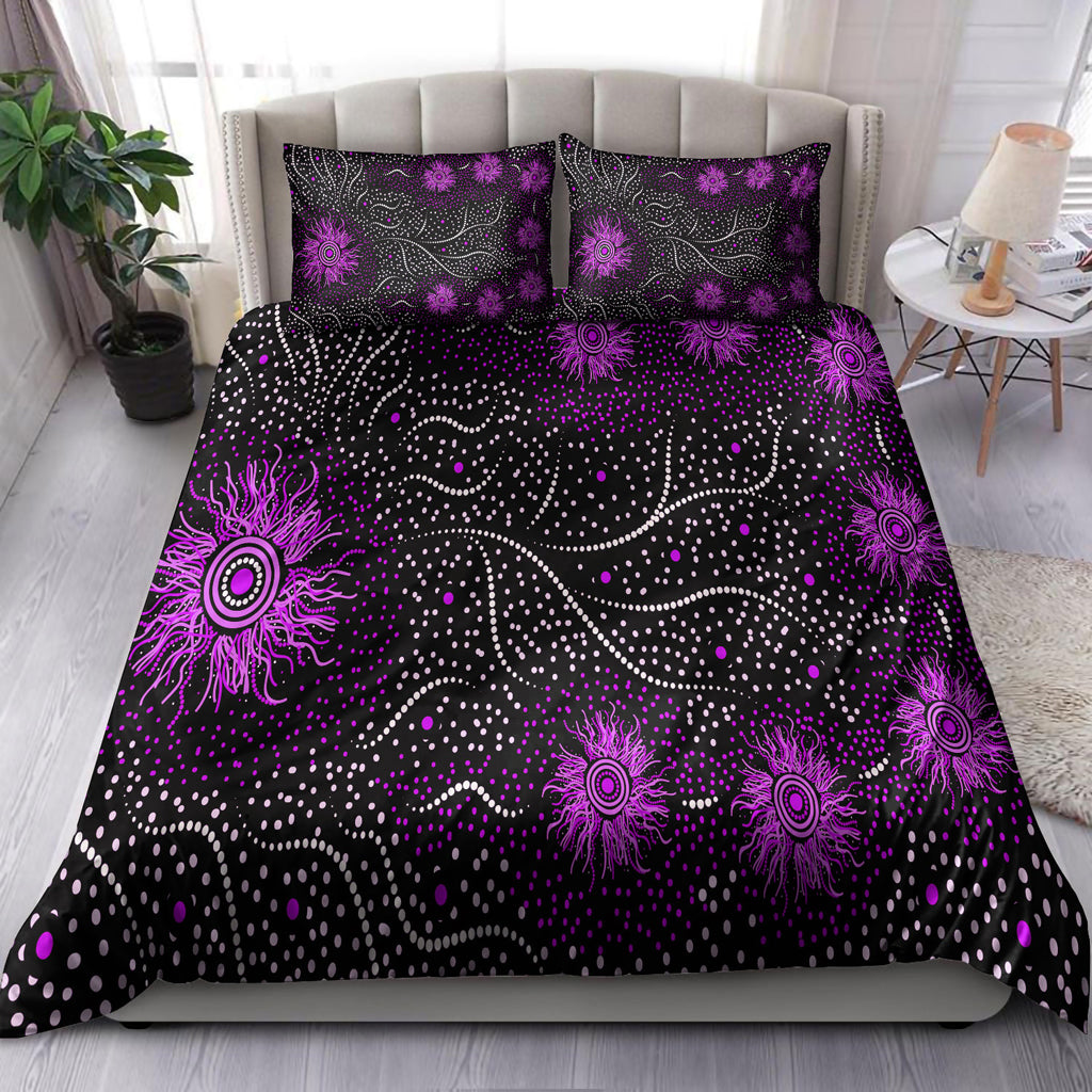 Australia Indigenous Bedding Set - Aboriginal inspired dot painting dreaming art - Vibe Hoodie Shop