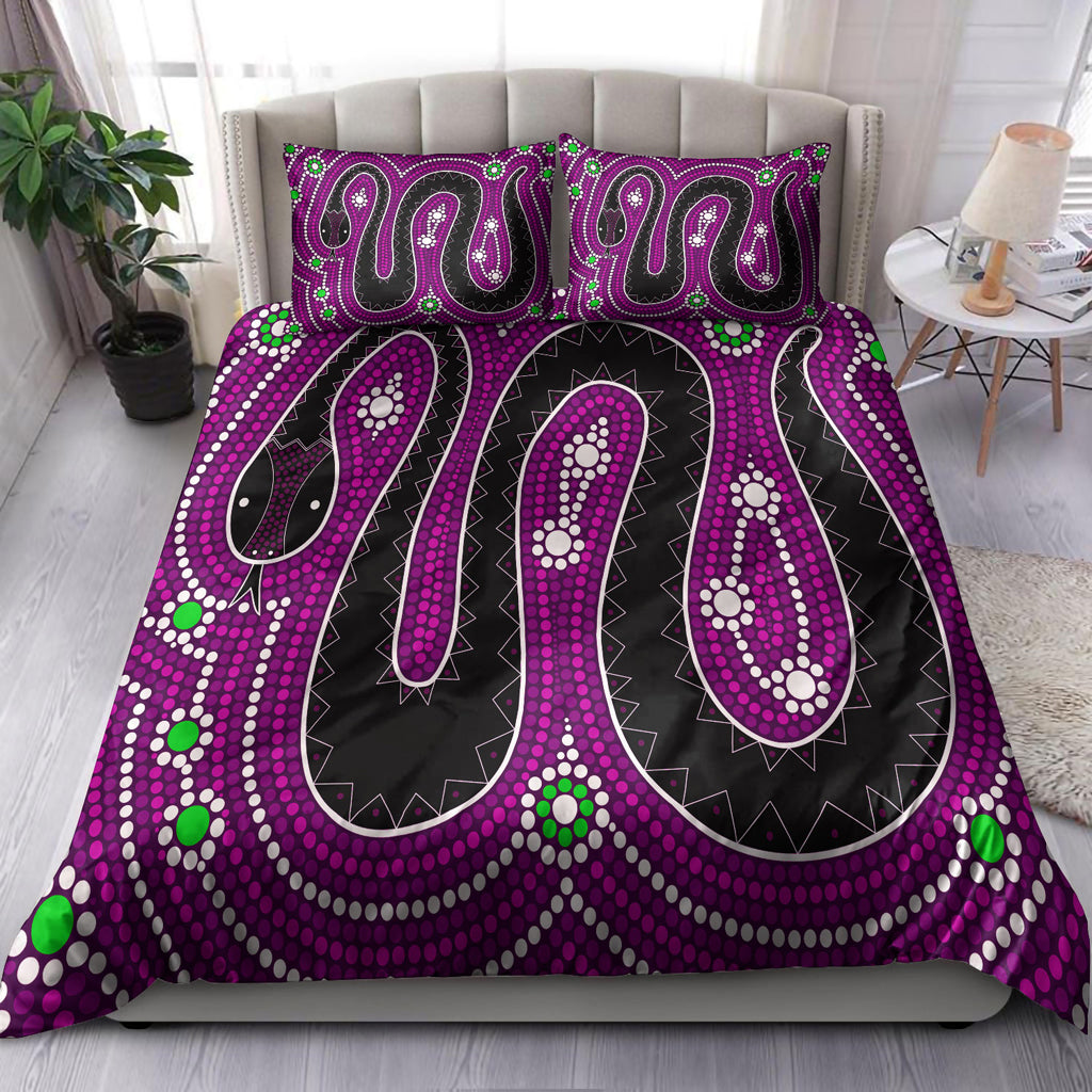 Australia Indigenous Bedding Set - Aboriginal inspired dreamtime snake - Vibe Hoodie Shop