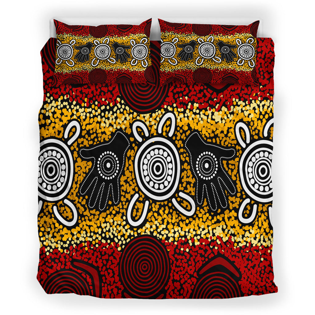 Australia Indigenous Bedding Set - Aboriginal inspired hand print artwork - Vibe Hoodie Shop