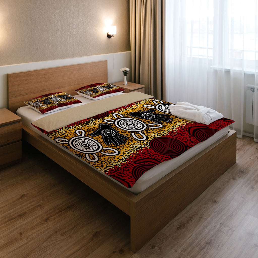 Australia Indigenous Bedding Set - Aboriginal inspired hand print artwork - Vibe Hoodie Shop