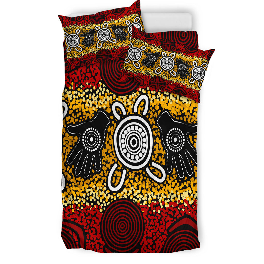 Australia Indigenous Bedding Set - Aboriginal inspired hand print artwork - Vibe Hoodie Shop