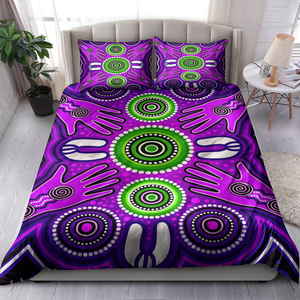 Australia Indigenous Bedding Set - Aboriginal Inspired Meeting and unity concept - Vibe Hoodie Shop