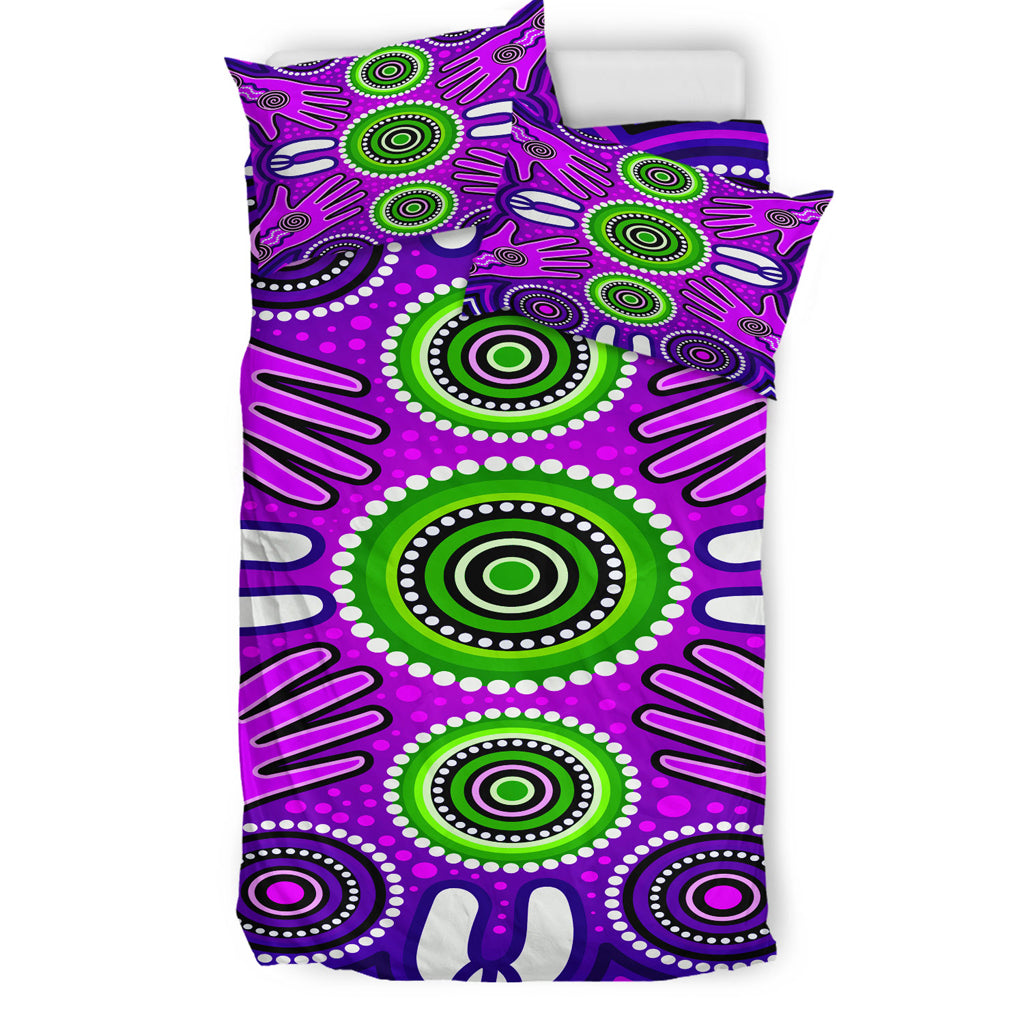 Australia Indigenous Bedding Set - Aboriginal Inspired Meeting and unity concept - Vibe Hoodie Shop