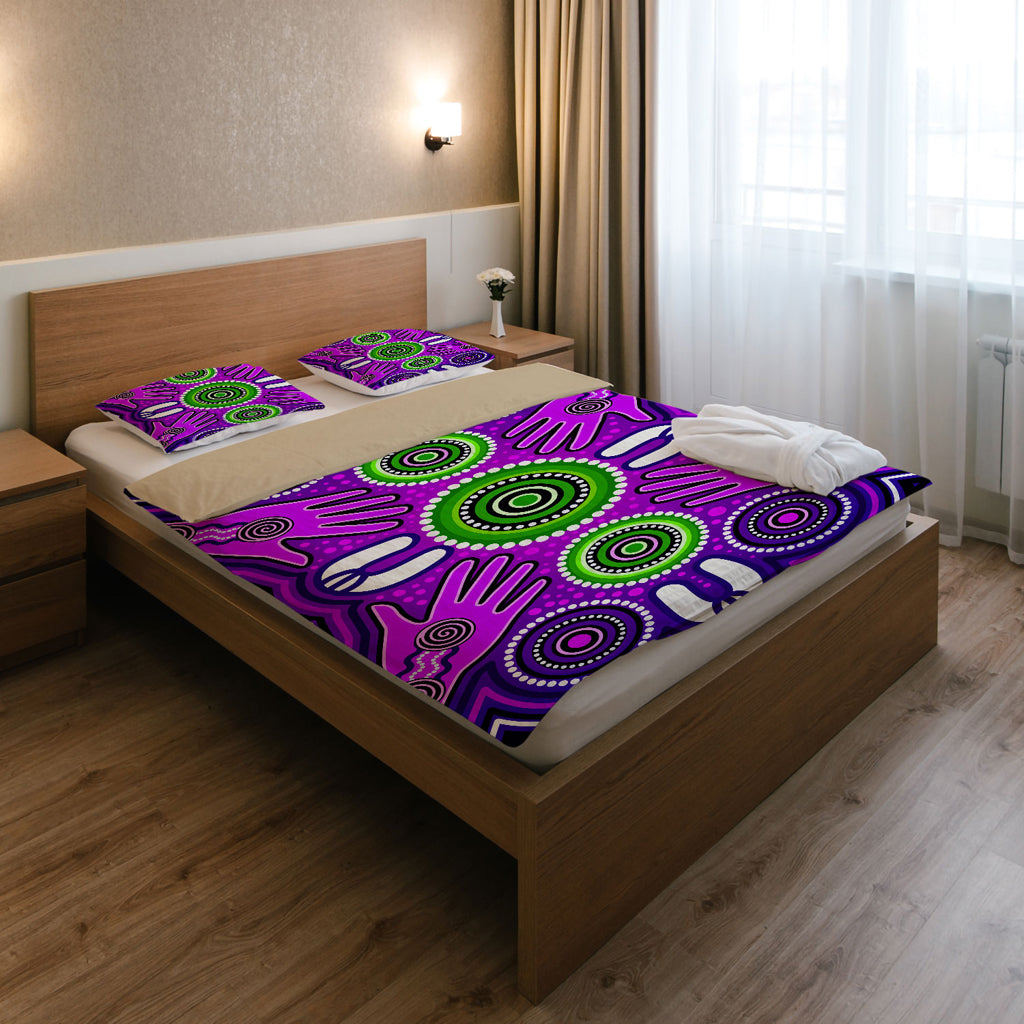 Australia Indigenous Bedding Set - Aboriginal Inspired Meeting and unity concept - Vibe Hoodie Shop