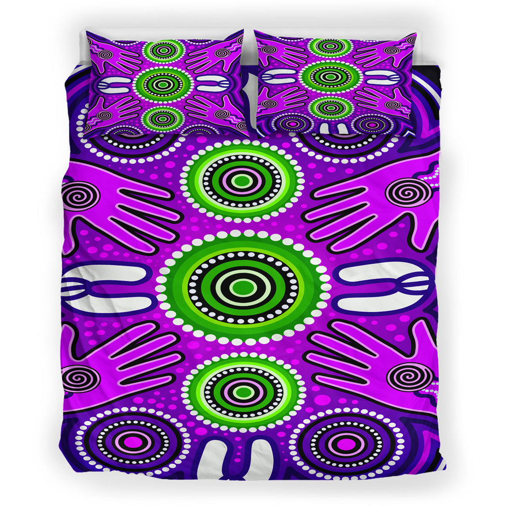 Australia Indigenous Bedding Set - Aboriginal Inspired Meeting and unity concept - Vibe Hoodie Shop