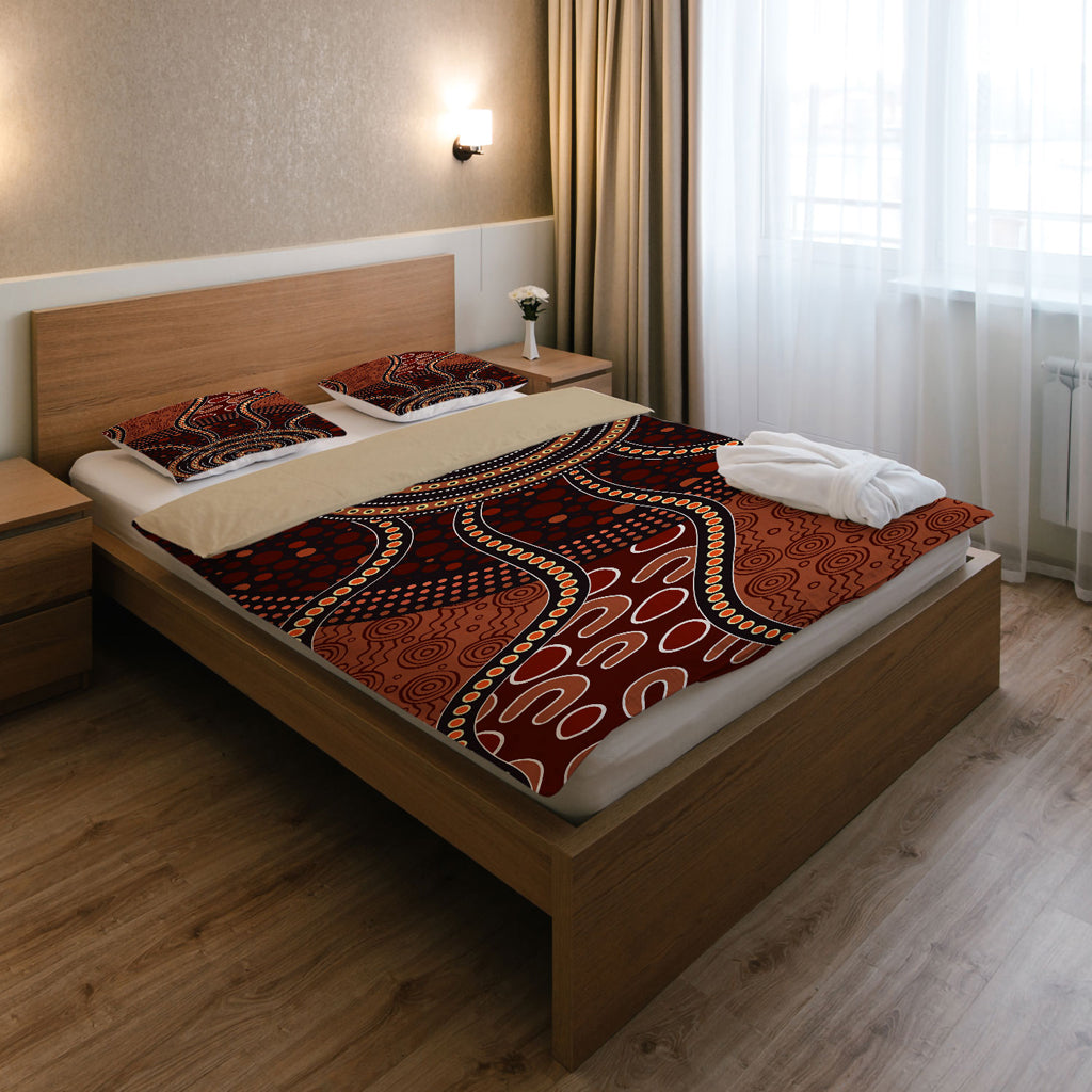 Australia Indigenous Bedding Set - Aboriginal Inspired Midnight Dreamtime - Vibe Hoodie Shop