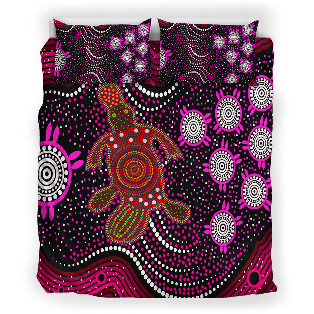 Australia Indigenous Bedding Set - Aboriginal inspired Plapytus dreaming - Vibe Hoodie Shop