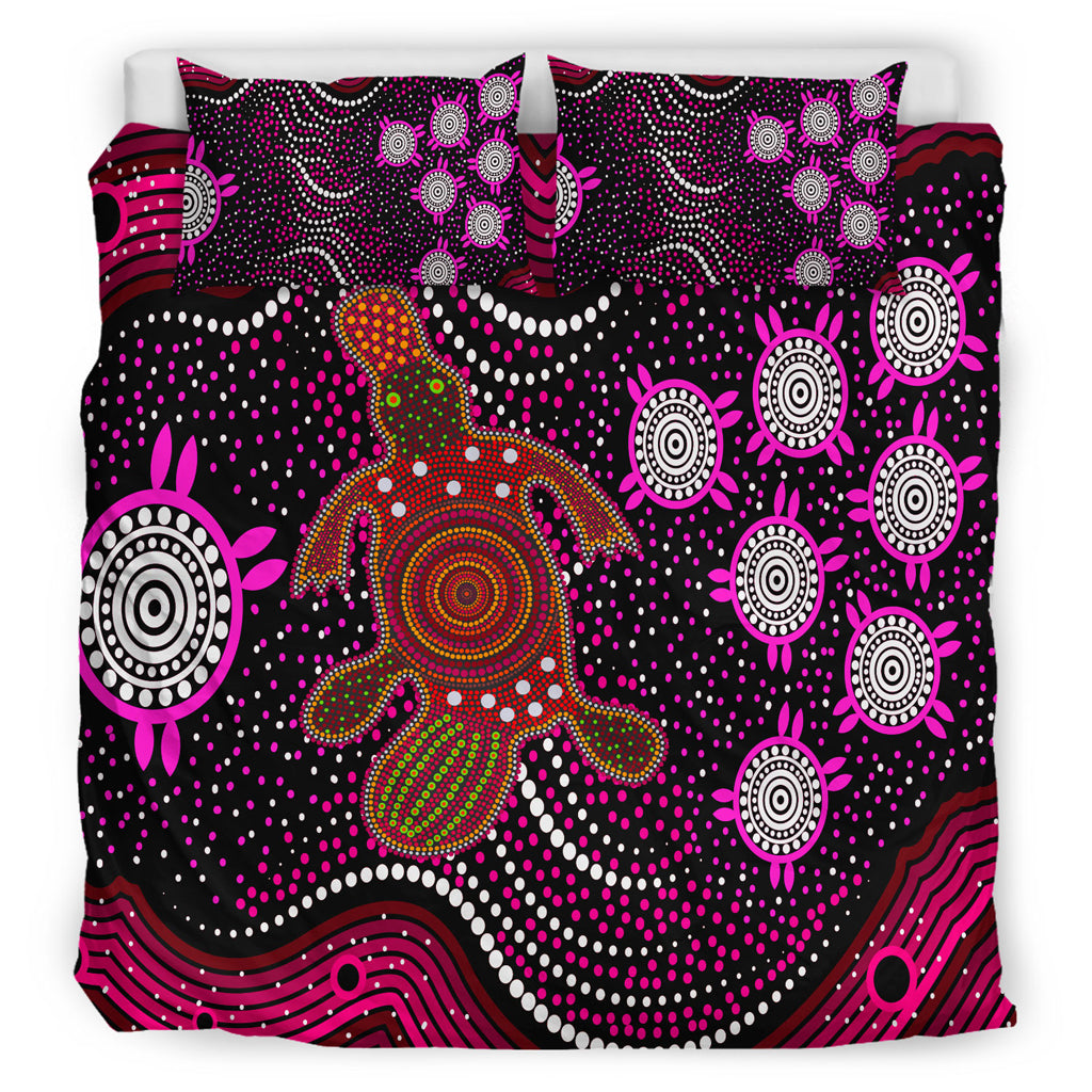 Australia Indigenous Bedding Set - Aboriginal inspired Plapytus dreaming - Vibe Hoodie Shop