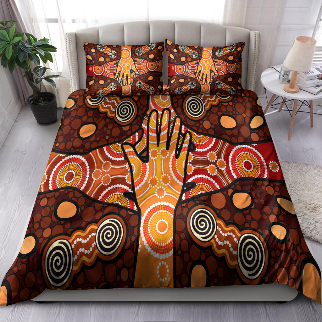 Australia Indigenous Bedding Set - Aboriginal Inspired style Dot art Friendship concept - Vibe Hoodie Shop