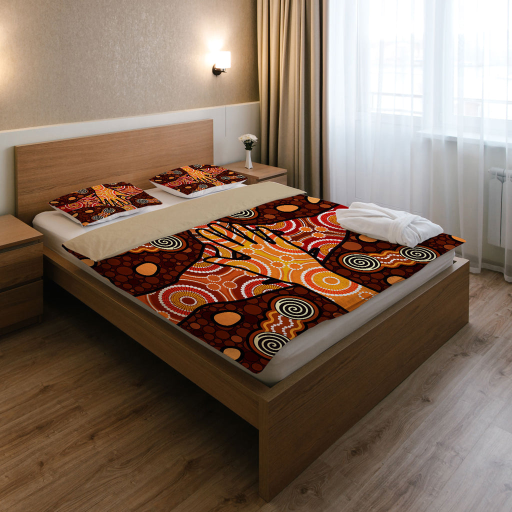 Australia Indigenous Bedding Set - Aboriginal Inspired style Dot art Friendship concept - Vibe Hoodie Shop