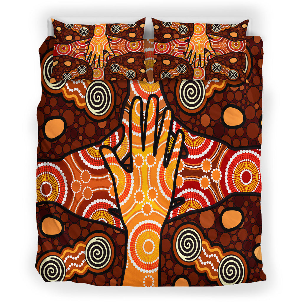 Australia Indigenous Bedding Set - Aboriginal Inspired style Dot art Friendship concept - Vibe Hoodie Shop