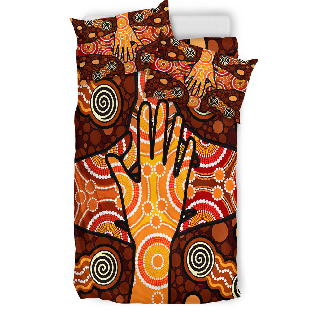 Australia Indigenous Bedding Set - Aboriginal Inspired style Dot art Friendship concept - Vibe Hoodie Shop