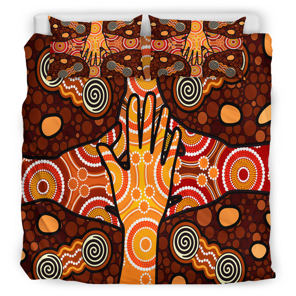 Australia Indigenous Bedding Set - Aboriginal Inspired style Dot art Friendship concept - Vibe Hoodie Shop