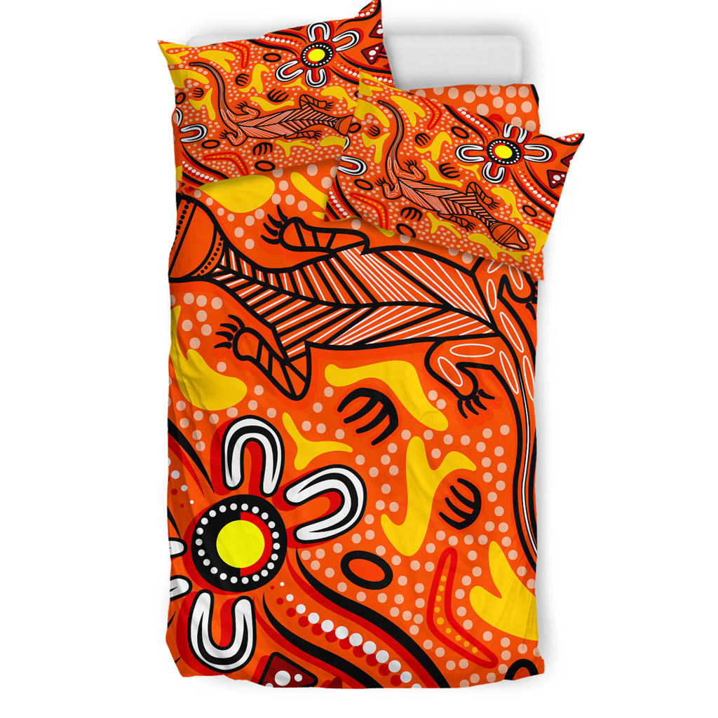 Australia Indigenous Bedding Set - Aussie Lizard Indigenous Art - Vibe Hoodie Shop