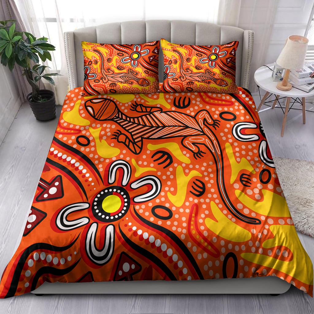 Australia Indigenous Bedding Set - Aussie Lizard Indigenous Art - Vibe Hoodie Shop