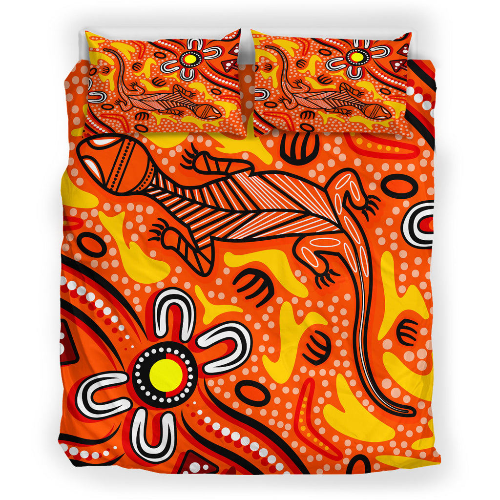Australia Indigenous Bedding Set - Aussie Lizard Indigenous Art - Vibe Hoodie Shop