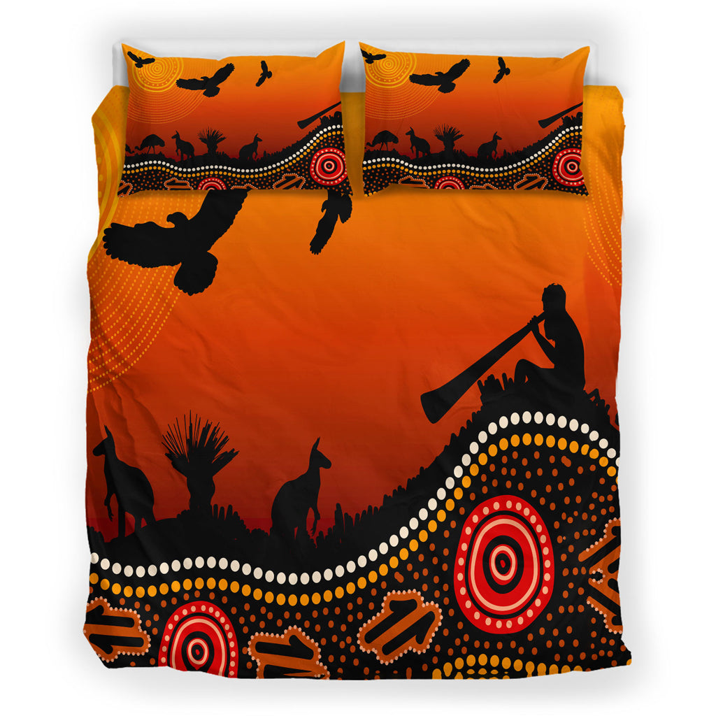 Australia Indigenous Bedding Set - Australia aboriginal inspired with beautiful landscape - Vibe Hoodie Shop