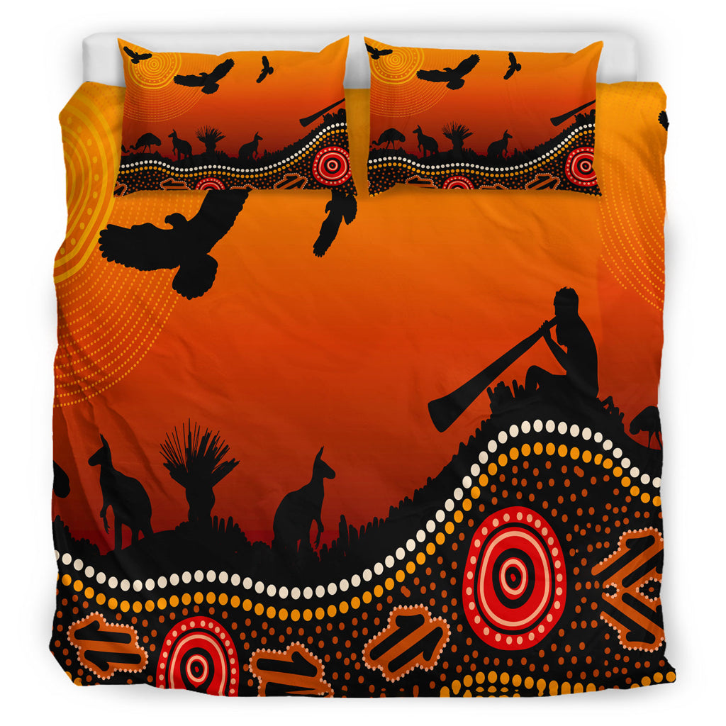 Australia Indigenous Bedding Set - Australia aboriginal inspired with beautiful landscape - Vibe Hoodie Shop