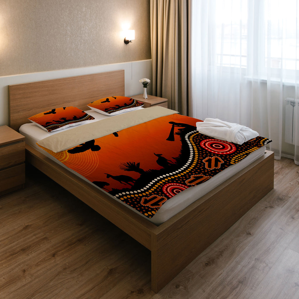 Australia Indigenous Bedding Set - Australia aboriginal inspired with beautiful landscape - Vibe Hoodie Shop